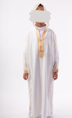 Marokkaanse djellaba SOUSSDI WIT met GOUD