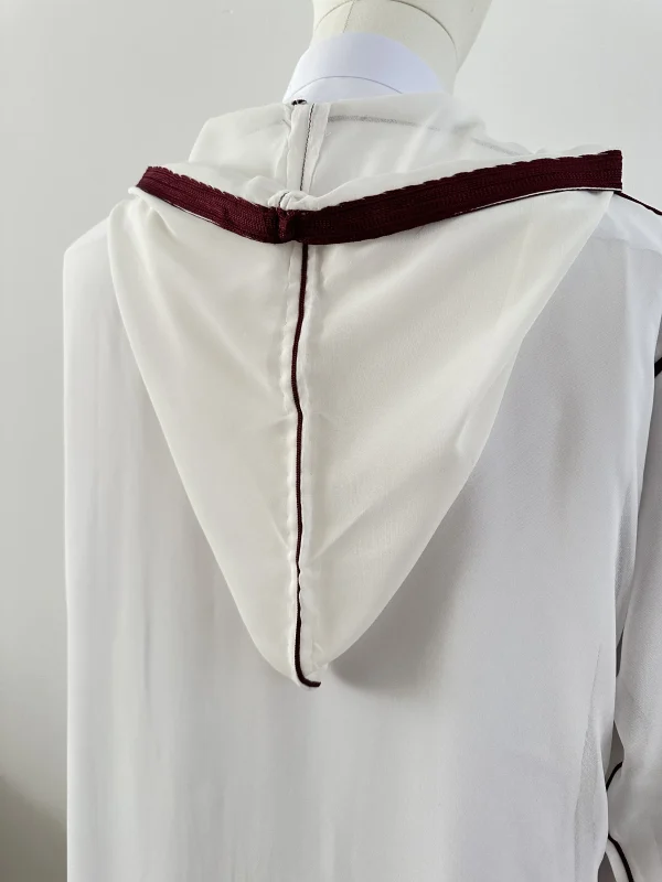 Marokkaanse djellaba SOUSSDI Wit met Bordeauxrood - Afbeelding 4
