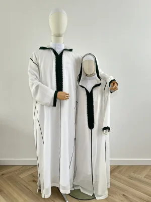 Marokkaanse djellaba SOUSSDI Wit met groen
