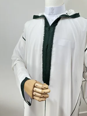 Marokkaanse djellaba SOUSSDI Wit met groen