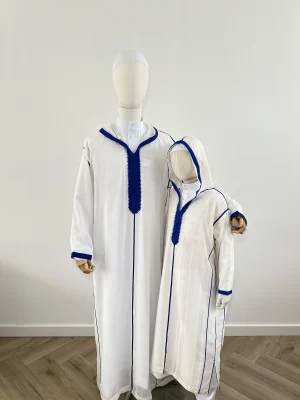 Marokkaanse djellaba SOUSSDI Wit met blauw