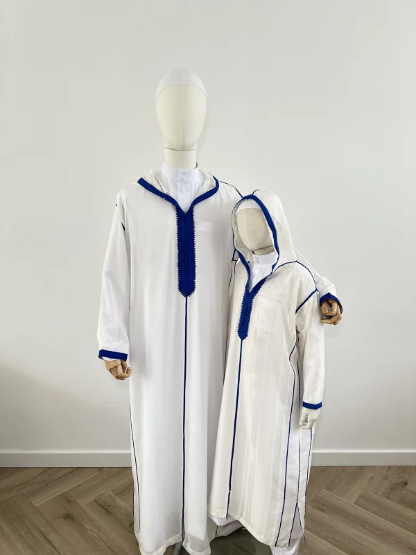 Marokkaanse djellaba SOUSSDI Wit met blauw