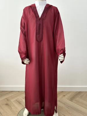Marokkaanse djellaba SOUSSDI BORDEAUXROOD